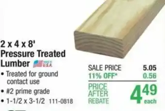 Menards 2x4x8' Pressure Treated Lumber offer