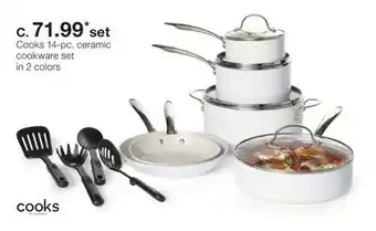 JC Penney Cooks 14-pc. ceramic cookware set offer