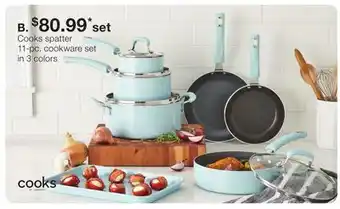 JC Penney Cooks spatter 11-pc. cookware set offer