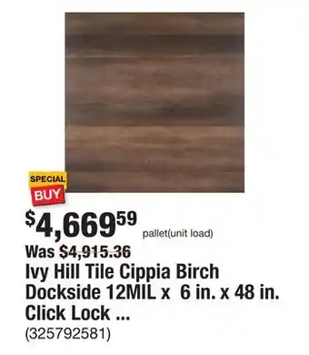 The Home Depot Ivy Hill Tile Cippia Birch Dockside 12MIL x 6 in. x 48 in. Click Lock Waterproof Luxury Vinyl Tile Flooring (1479.06 Sq.Ft./P offer