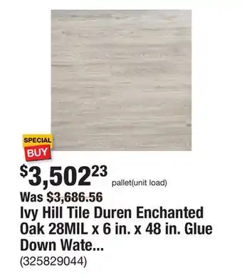 The Home Depot Ivy Hill Tile Duren Enchanted Oak 28MIL x 6 in. x 48 in. Glue Down Waterproof Luxury Vinyl Tile Flooring (1512 Sq. Ft./Pallet offer