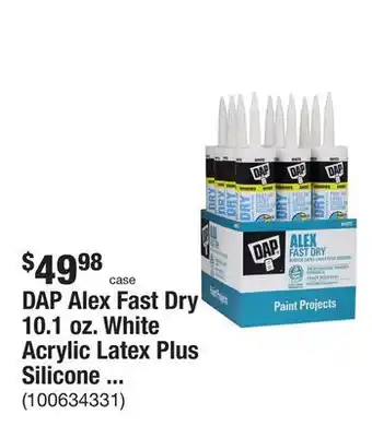 The Home Depot DAP Alex Fast Dry 10.1 oz. White Acrylic Latex Plus Silicone Caulk (12-Pack) offer