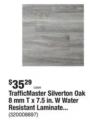 The Home Depot TrafficMaster Silverton Oak 8 mm T x 7.5 in. W Water Resistant Laminate Wood Flooring (23.7 sqft/case) offer