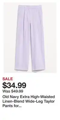 Old Navy Old Navy Extra High-Waisted Linen-Blend Wide-Leg Taylor Pants for Women offer