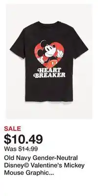Old Navy Old Navy Gender-Neutral Disney Valentine's Mickey Mouse Graphic T-Shirt for Kids offer