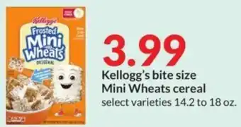 Hy-Vee Kellogg's bite size Mini Wheats cereal offer