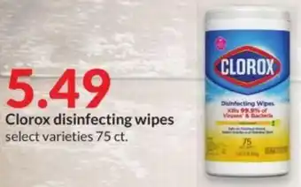 Hy-Vee Clorox disinfecting wipes offer