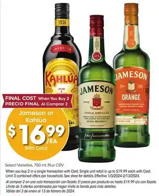 Ralphs Jameson or Kahlúa offer