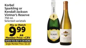 Albertsons Korbel Sparkling or Kendall-Jackson Vintner's Reserve offer