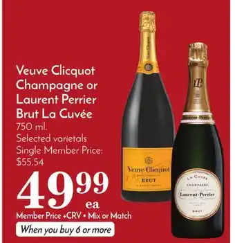 Pavilions Veuve Clicquot Champagne or Laurent Perrier Brut La Cuvée offer