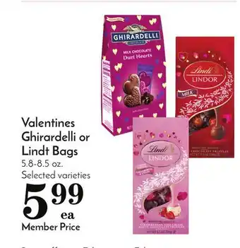 Pavilions Valentines Ghirardelli or Lindt Bags offer
