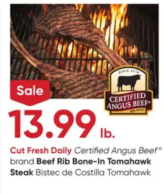 Stater Bros Certified Angus Beef brand Beef Rib Bone-In Tomahawk Steak offer