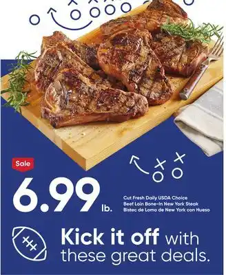 Stater Bros USDA Choice Beef Loin Bone-In New York Steak offer