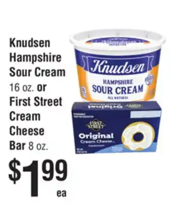 Smart & Final Knudsen Hampshire Sour Cream or First Street Cream Cheese Bar offer