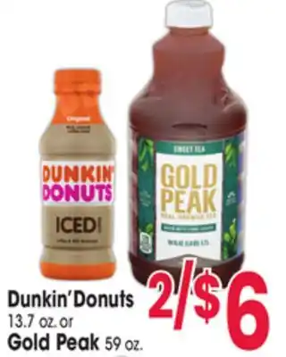 Jewel-Osco Dunkin' Donuts 13.7 oz. or Gold Peak 59 oz offer