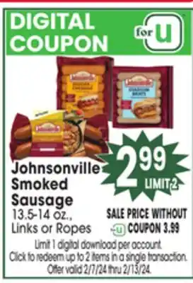Jewel-Osco Johnsonville Smoked Sausage offer
