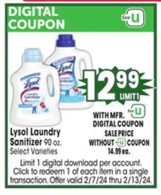 Jewel-Osco Lysol Laundry Sanitizer offer