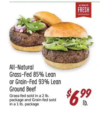Sprouts Farmers Market All-Natural Grass-Fed 85% Lean or Grain-Fed 93% Lean Ground Beef offer