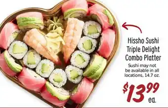 Sprouts Farmers Market Hissho Sushi Triple Delight Combo Platter offer