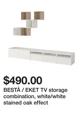 Ikea BESTÅ / EKET TV storage combination, white/white stained oak effect offer