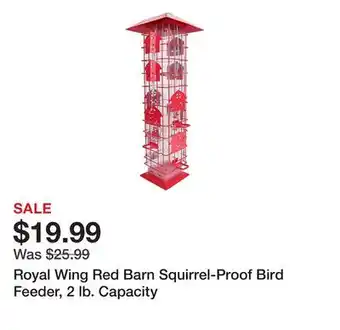 Royal Wing Red Barn Squirrel-Proof Bird Feeder, 2 lb. Capacity