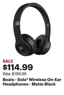 Best Buy Beats - Solo³ Wireless On-Ear Headphones - Matte Black offer