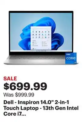 Best Buy Dell - Inspiron 14.0 2-in-1 Touch Laptop - 13th Gen Intel Core i7 - 16GB Memory - 1TB SSD - Platinum Silver offer
