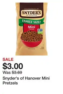 Wegmans Snyder's of Hanover Mini Pretzels offer