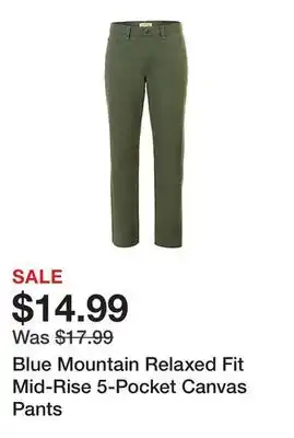 Tractor Supply Company Blue Mountain Relaxed Fit Mid-Rise 5-Pocket Canvas Pants offer