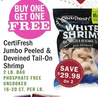 Heinen's CertiFresh Jumbo Peeled & Deveined Tail-On Shrimp offer