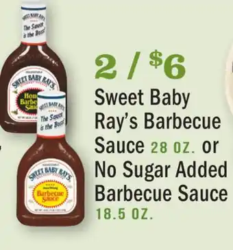 Heinen's Sweet Baby Ray's Barbecue Sauce 28 oz. or No Sugar Added Barbecue Sauce 18.5 oz offer