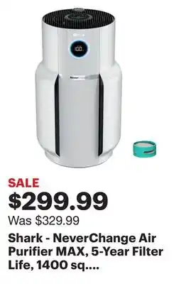 Best Buy Shark - NeverChange Air Purifier MAX, 5-Year Filter Life, 1400 sq. Ft - White offer