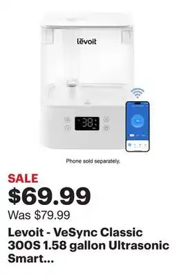 Best Buy Levoit - VeSync Classic 300S 1.58 gallon Ultrasonic Smart Humidifier - White offer