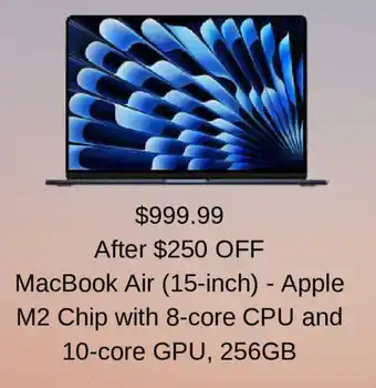 Costco MacBook Air (15-inch) - Apple M2 Chip with 8-core CPU and 10-core GPU, 256GB offer