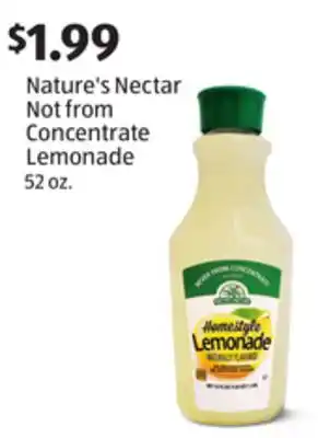 Aldi Nature's Nectar Not from Concentrate Lemonade offer