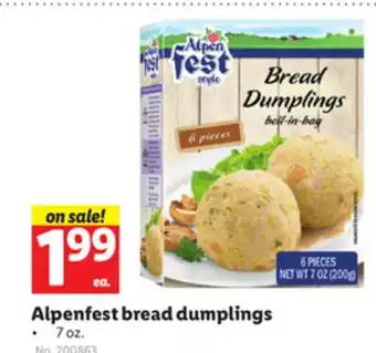 Lidl Alpenfest bread dumplings offer