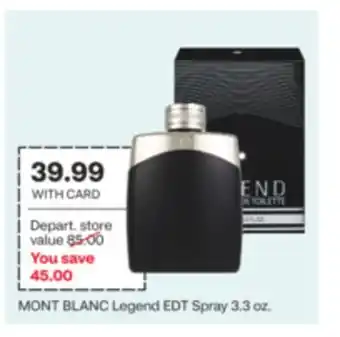 CVS MONT BLANC Legend EDT Spray 3.3 oz offer