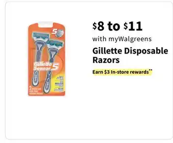 Walgreens Gillette Disposable Razors offer