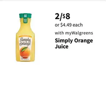 Walgreens Simply Orange Juice offer