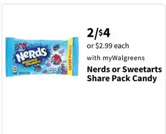 Walgreens Nerds or Sweetarts Share Pack Candy offer