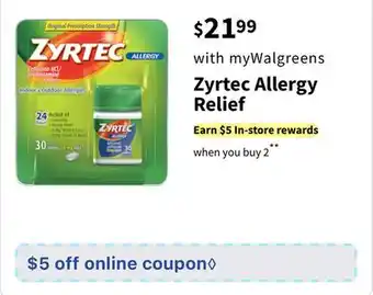 Walgreens Zyrtec Allergy Relief offer