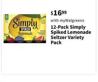Walgreens 12-Pack Simply Spiked Lemonade Seltzer Variety Pack offer