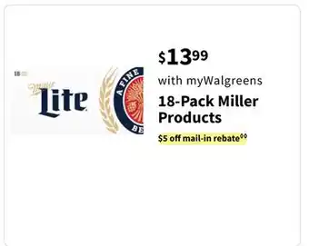 Walgreens 18-Pack Miller Products offer
