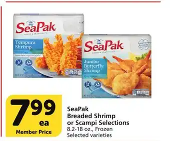 Vons SeaPak Breaded Shrimp or Scampi Selections offer