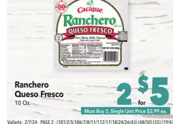 Vallarta Supermarkets Ranchero Queso Fresco offer