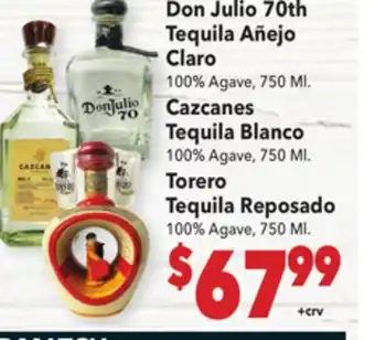 Vallarta Supermarkets Don Julio 70th Tequila Añejo Claro offer
