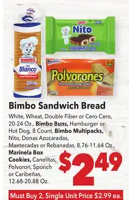Vallarta Supermarkets Bimbo Sandwich Bread offer