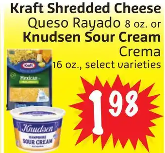 Foodmaxx Kraft Shredded Cheese 8 oz. or Knudsen Sour Cream 16 oz offer