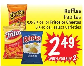 Foodmaxx Ruffles 5.5-8.5 oz. or Fritos or Cheetos 6.5-10 oz offer