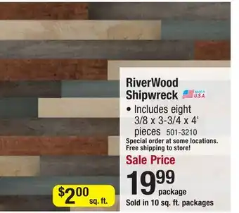 Menards RiverWood Shipwreck 3-3/4 x 4' Wall Plank (10 sq ft/pkg) offer